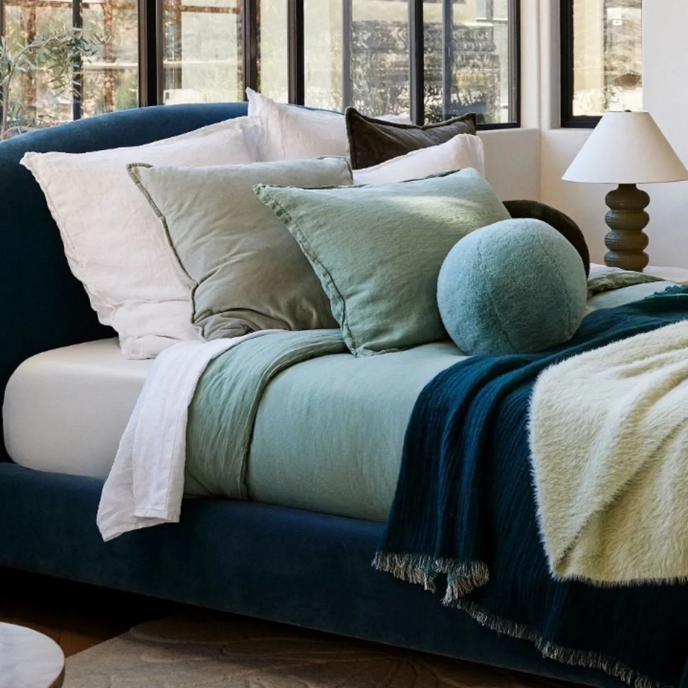 Sophie Mint faux fur pillow